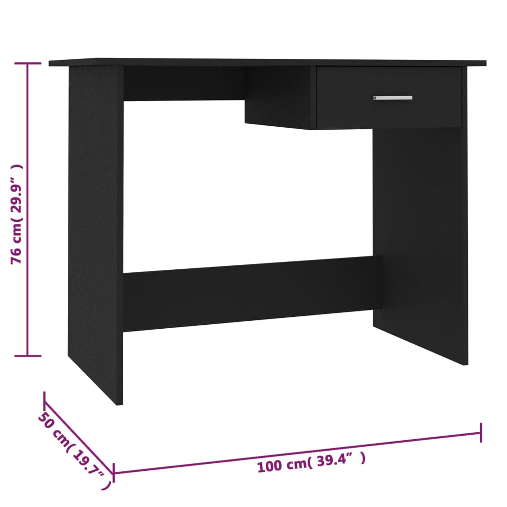 Desk Black 39.4"x19.7"x29.9" Engineered Wood
