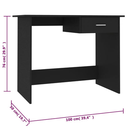 Desk Black 39.4"x19.7"x29.9" Engineered Wood