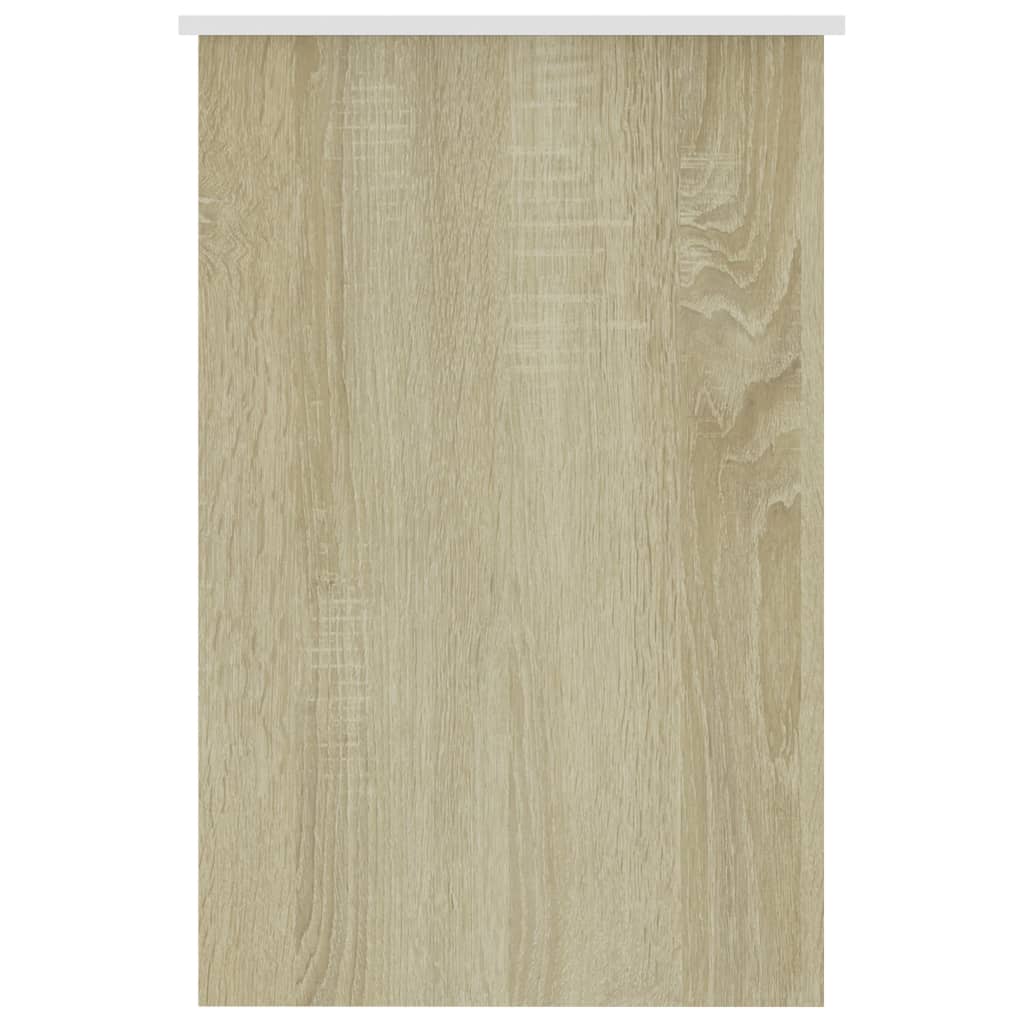 Desk White and Sonoma Oak 39.4"x19.7"x29.9" Engineered Wood