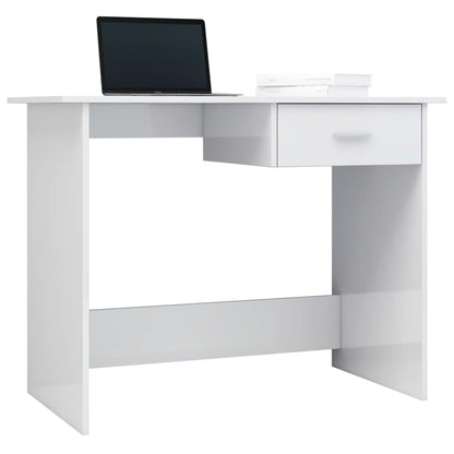 Desk High Gloss White 39.4"x19.7"x29.9" Engineered Wood