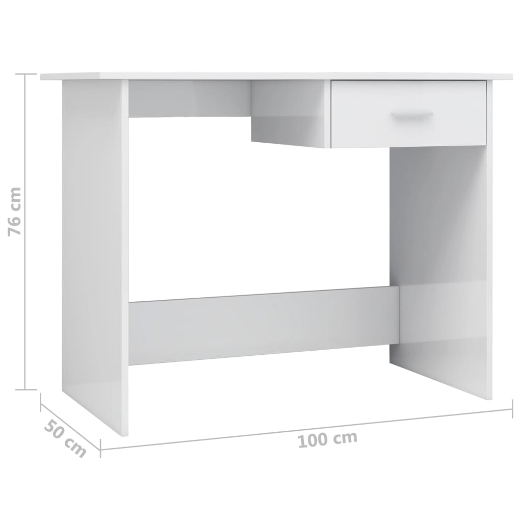 Desk High Gloss White 39.4"x19.7"x29.9" Engineered Wood