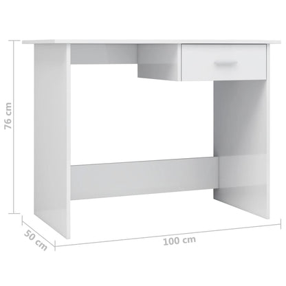Desk High Gloss White 39.4"x19.7"x29.9" Engineered Wood