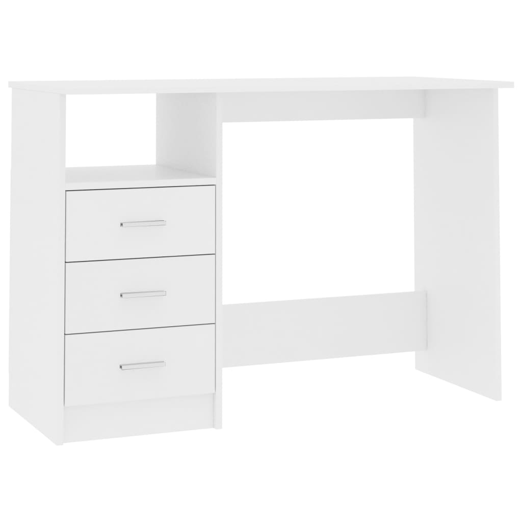 Desk with Drawers White 43.3"x19.7"x29.9" Engineered Wood