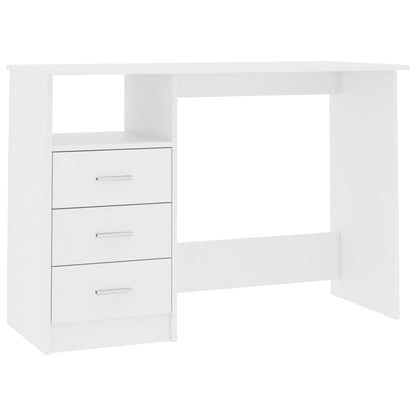Desk with Drawers White 43.3"x19.7"x29.9" Engineered Wood