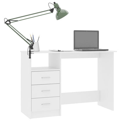 Desk with Drawers White 43.3"x19.7"x29.9" Engineered Wood