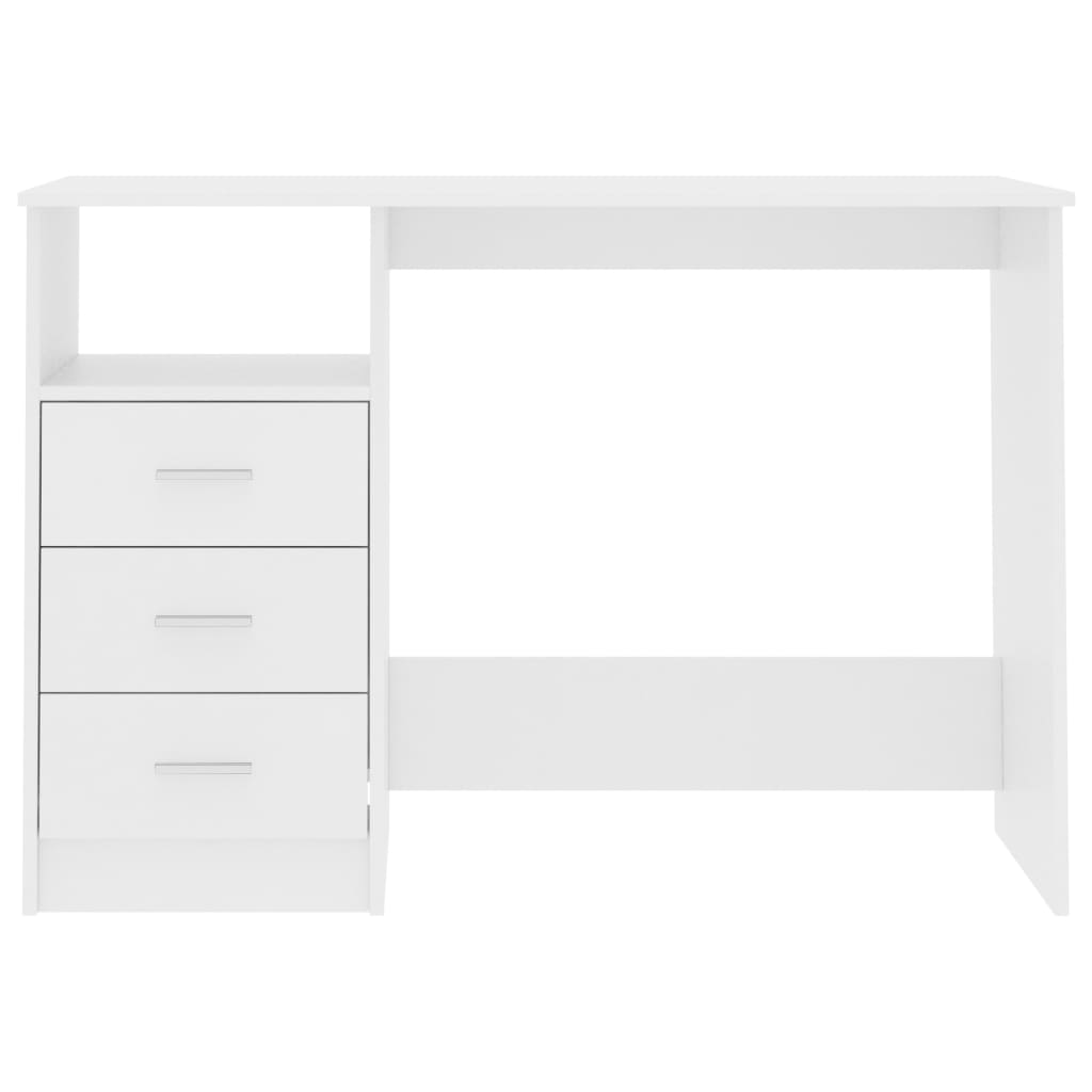 Desk with Drawers White 43.3"x19.7"x29.9" Engineered Wood