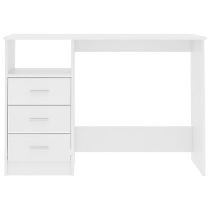 Desk with Drawers White 43.3"x19.7"x29.9" Engineered Wood