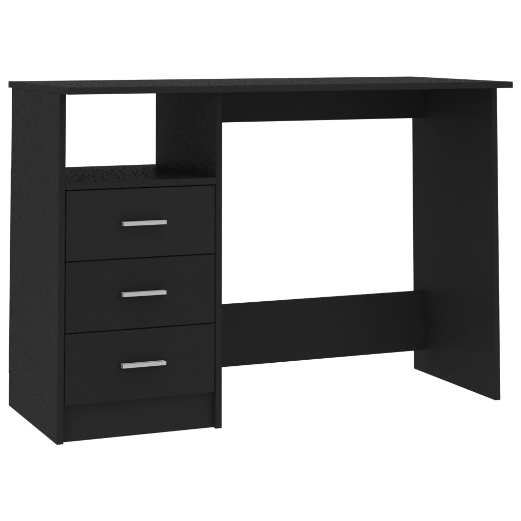 Desk with Drawers Black 43.3"x19.7"x29.9" Engineered Wood