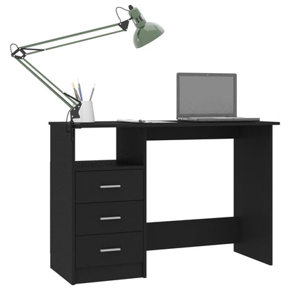 Desk with Drawers Black 43.3"x19.7"x29.9" Engineered Wood