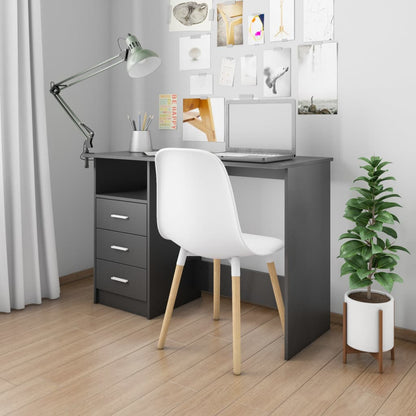 Desk with Drawers Black 43.3"x19.7"x29.9" Engineered Wood