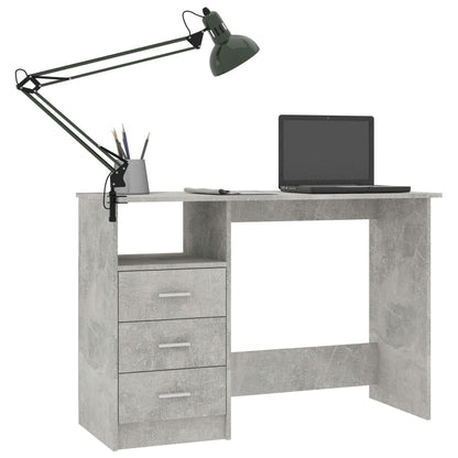 Desk with Drawers Concrete Gray 43.3"x19.7"x29.9" Engineered Wood