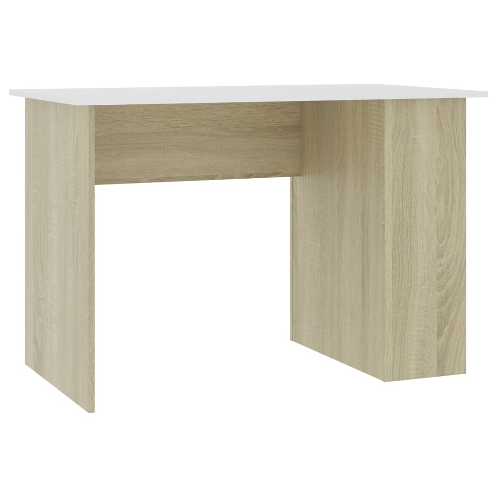 Desk White and Sonoma Oak 43.3"x23.6"x28.7" Engineered Wood