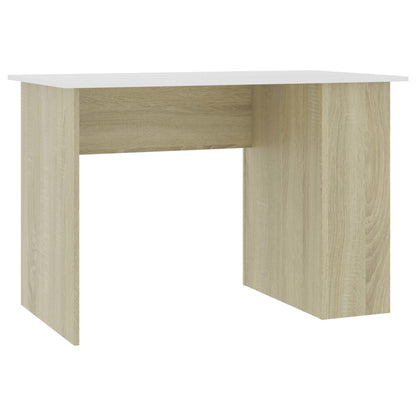 Desk White and Sonoma Oak 43.3"x23.6"x28.7" Engineered Wood