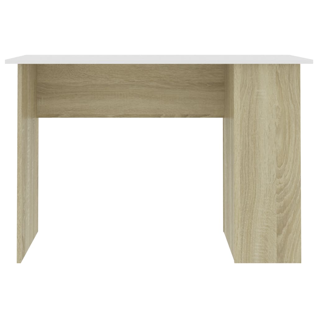 Desk White and Sonoma Oak 43.3"x23.6"x28.7" Engineered Wood