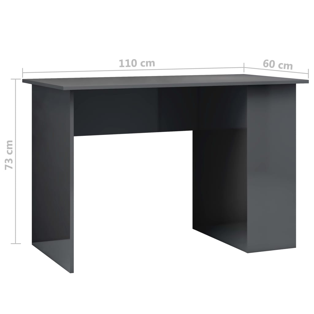 Desk High Gloss Gray 43.3" x 23.6" x 28.7" Engineered Wood