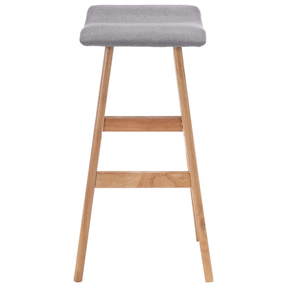 Bar Chair Set of 2 Light Grey and Light Brown Polyester, Beech Wood