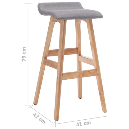 Bar Chair Set of 2 Light Grey and Light Brown Polyester, Beech Wood