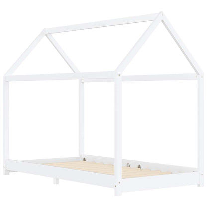 Kids Bed Frame White Solid pine wood, Plywood 35.4x78.7 in