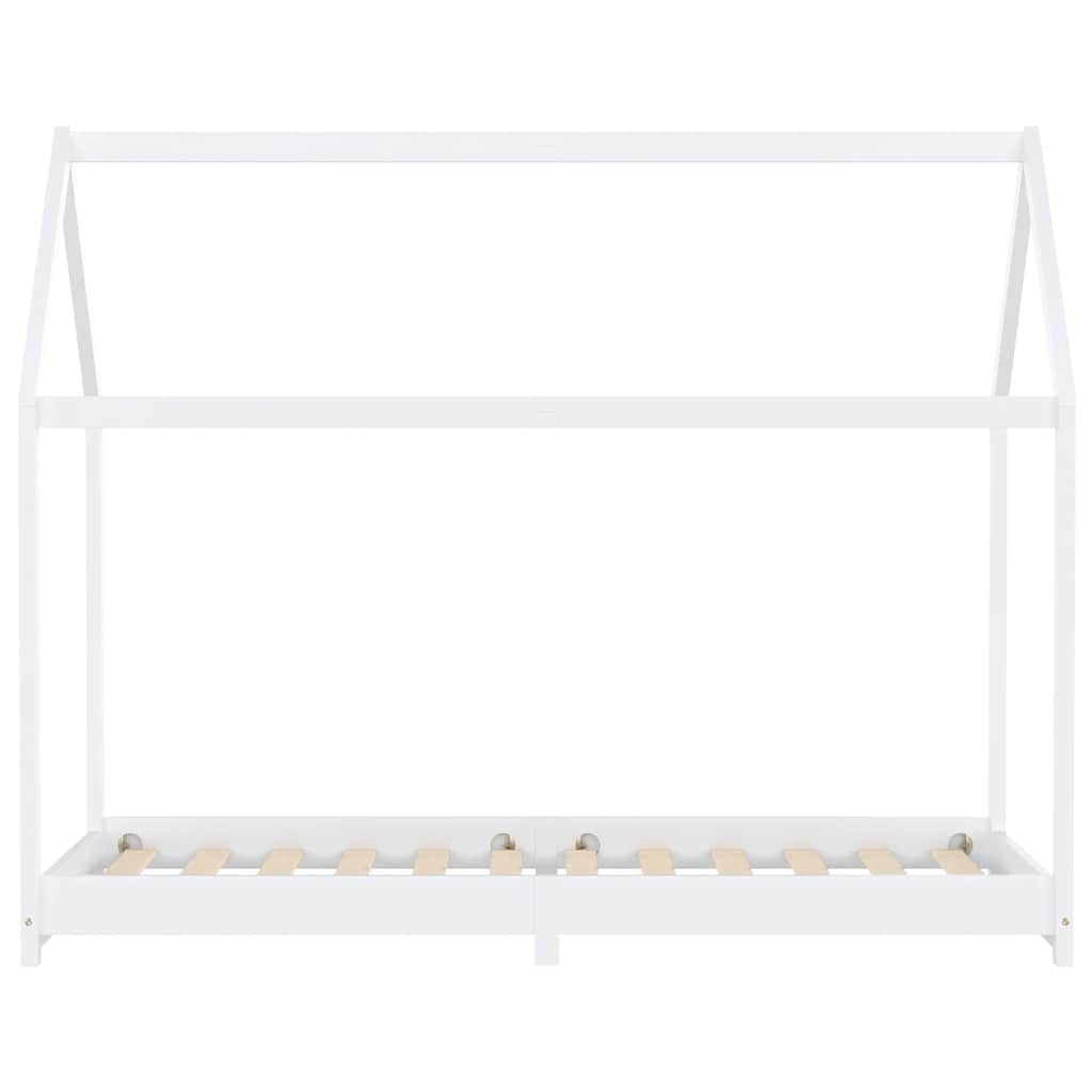 Kids Bed Frame White Solid pine wood, Plywood 35.4x78.7 in