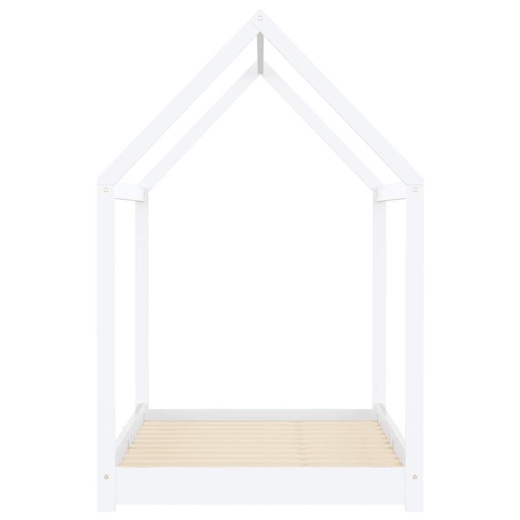 Kids Bed Frame White Solid pine wood, Plywood 35.4x78.7 in