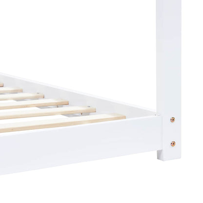 Kids Bed Frame White Solid pine wood, Plywood 35.4x78.7 in