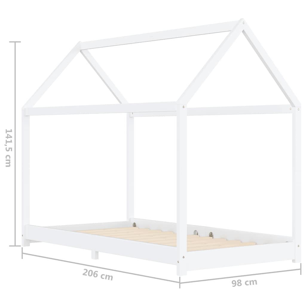 Kids Bed Frame White Solid pine wood, Plywood 35.4x78.7 in