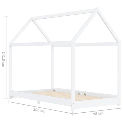 Kids Bed Frame White Solid pine wood, Plywood 35.4x78.7 in