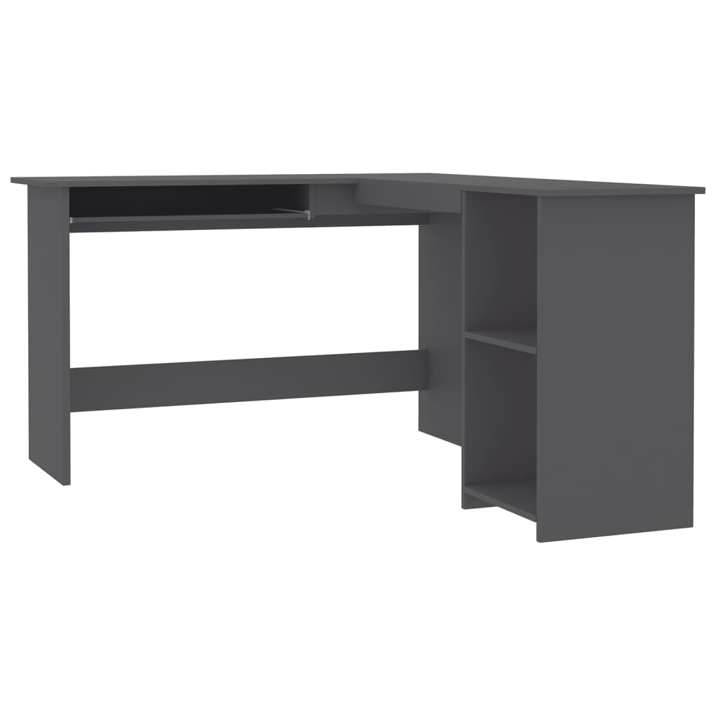 L-Shaped Corner Desk Gray 47.2"x55.1"x29.5" Engineered Wood