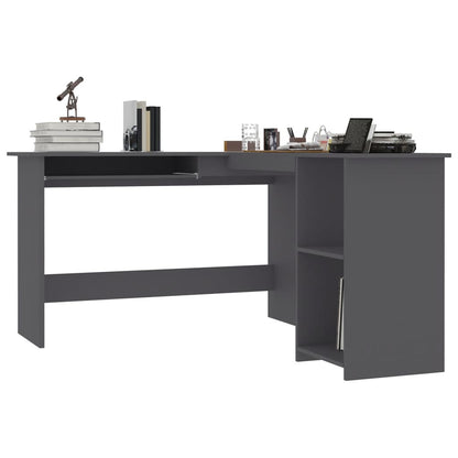 L-Shaped Corner Desk Gray 47.2"x55.1"x29.5" Engineered Wood