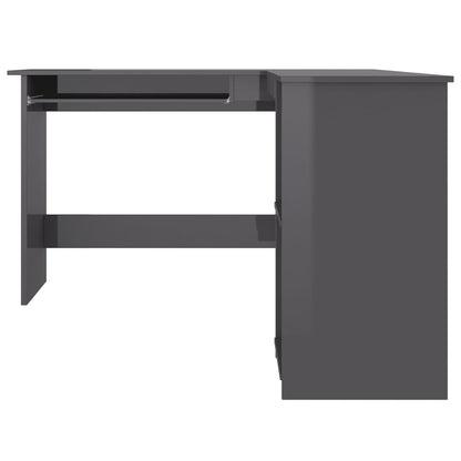 L-Shaped Corner Desk High Gloss Gray 47.2" x 55.1" x 29.5" Engineered Wood