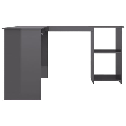 L-Shaped Corner Desk High Gloss Gray 47.2" x 55.1" x 29.5" Engineered Wood