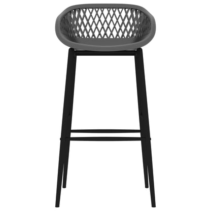Bar Chair Set of 2 Grey PP, metal Counter height Footrest