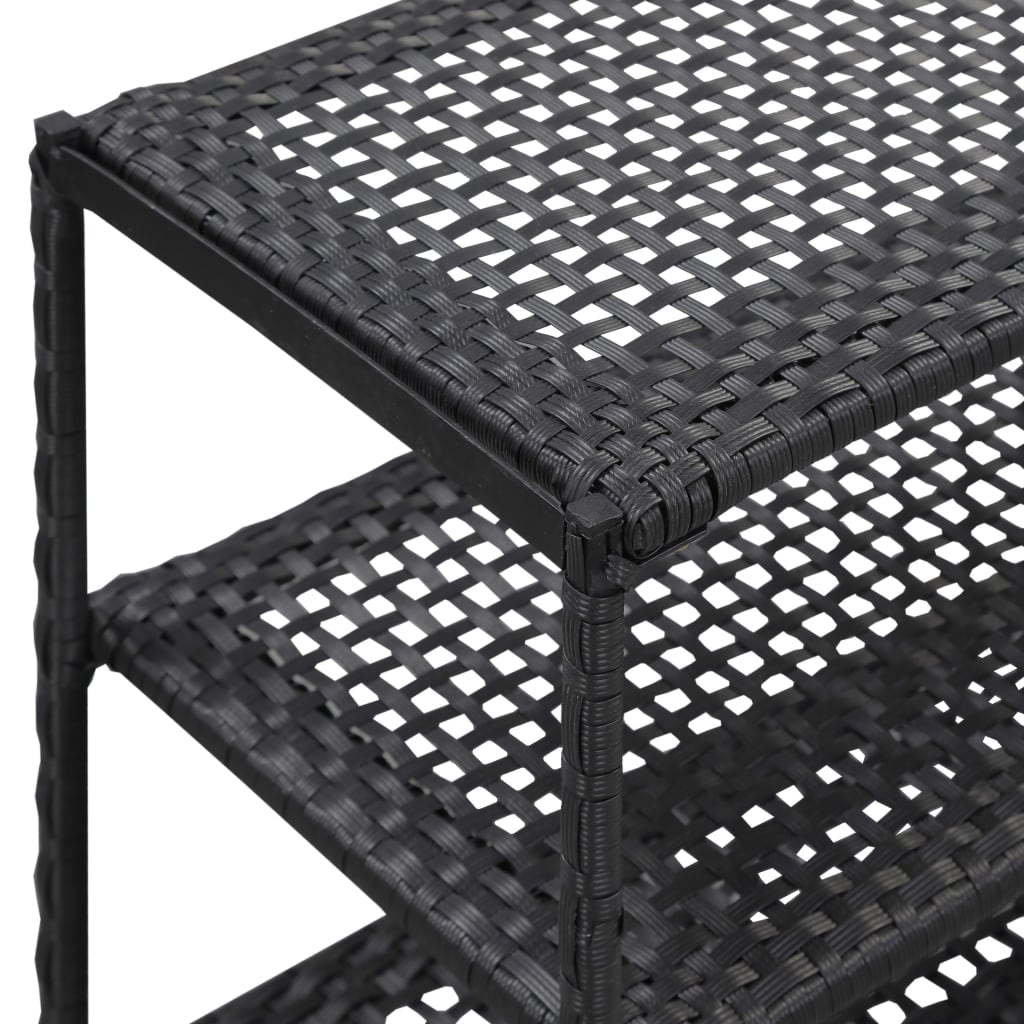 Shoe Rack Black 19.7"x11.8"x47.2" Poly Rattan