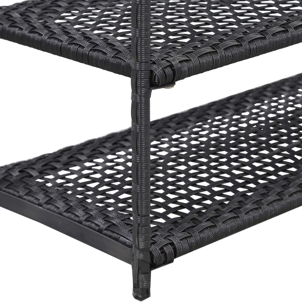 Shoe Rack Black 19.7"x11.8"x47.2" Poly Rattan