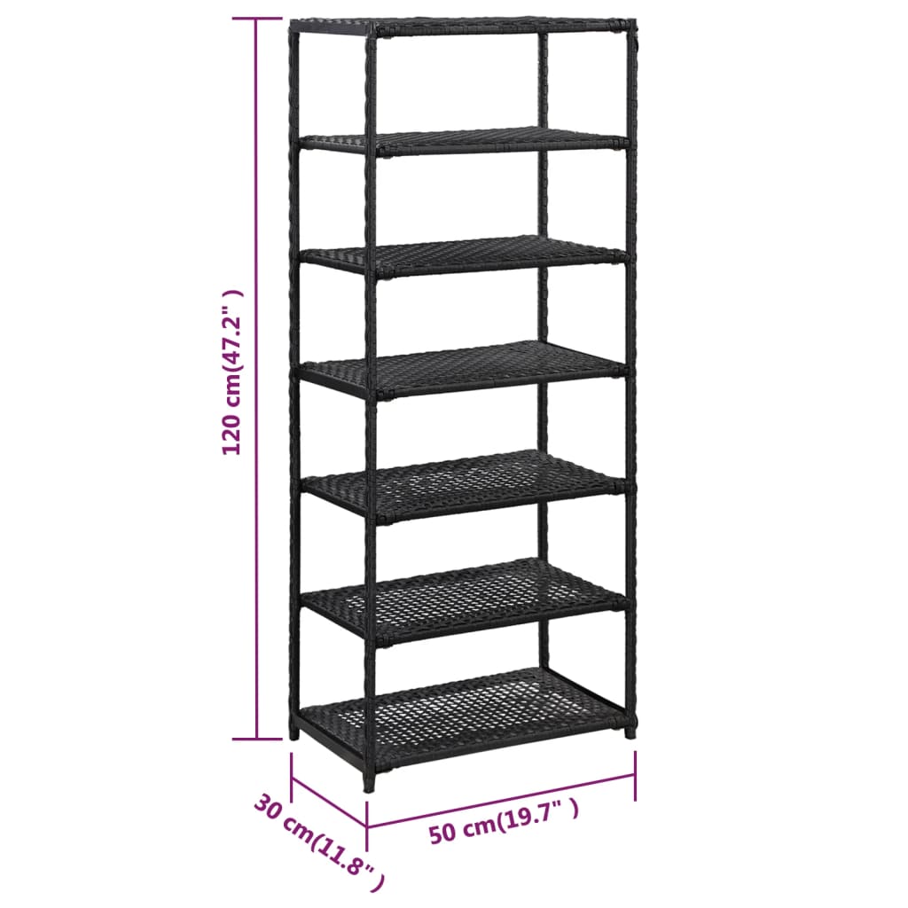 Shoe Rack Black 19.7"x11.8"x47.2" Poly Rattan
