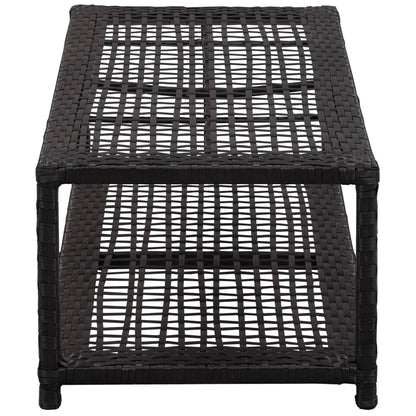 Shoe Bench Black 31.5"x15.7"x11.8" Poly Rattan