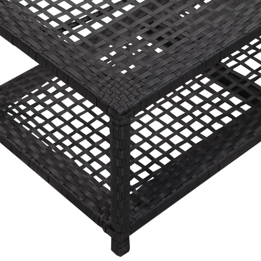 Shoe Bench Black 31.5"x15.7"x11.8" Poly Rattan