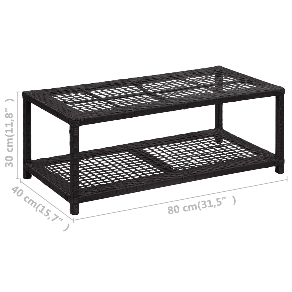 Shoe Bench Black 31.5"x15.7"x11.8" Poly Rattan