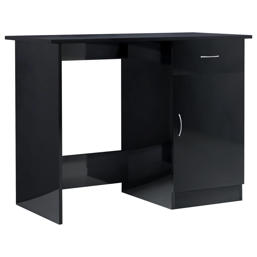 Desk High Gloss Black 39.4" x 19.7" x 29.9" Engineered Wood