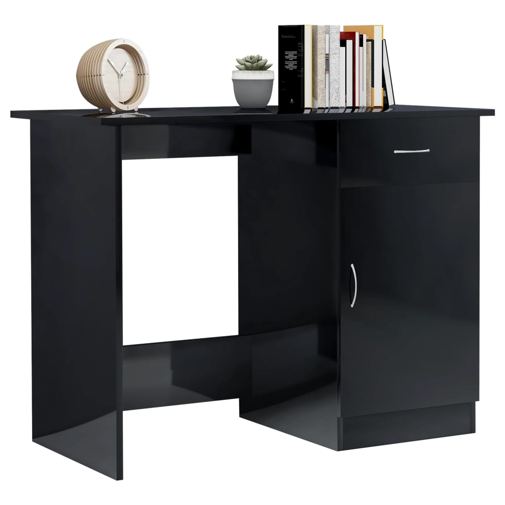 Desk High Gloss Black 39.4" x 19.7" x 29.9" Engineered Wood