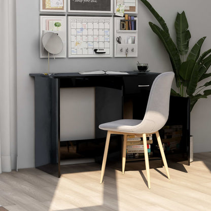 Desk High Gloss Black 39.4" x 19.7" x 29.9" Engineered Wood