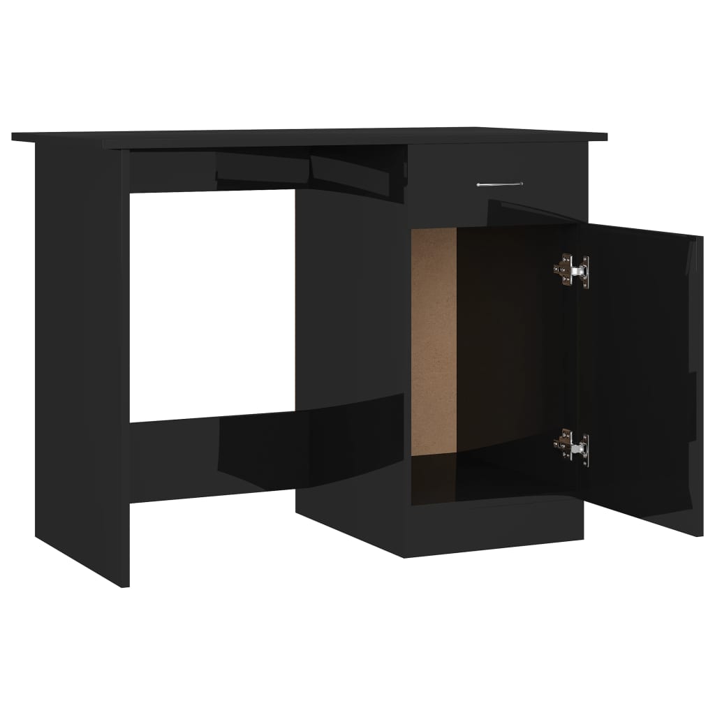 Desk High Gloss Black 39.4" x 19.7" x 29.9" Engineered Wood