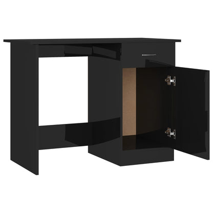 Desk High Gloss Black 39.4" x 19.7" x 29.9" Engineered Wood
