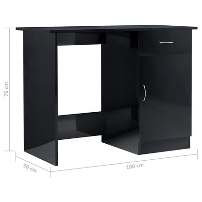 Desk High Gloss Black 39.4" x 19.7" x 29.9" Engineered Wood