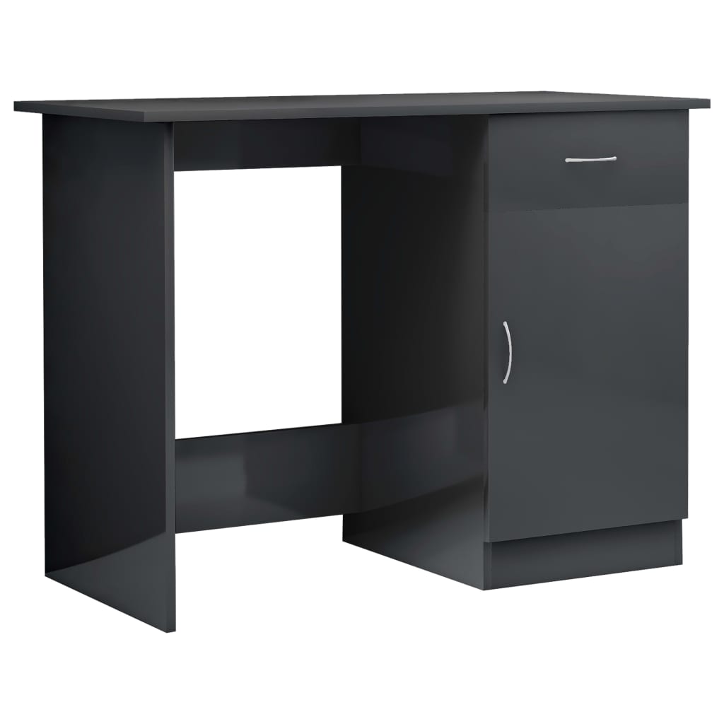 Desk High Gloss Gray 39.4" x 19.7" x 29.9" Engineered Wood