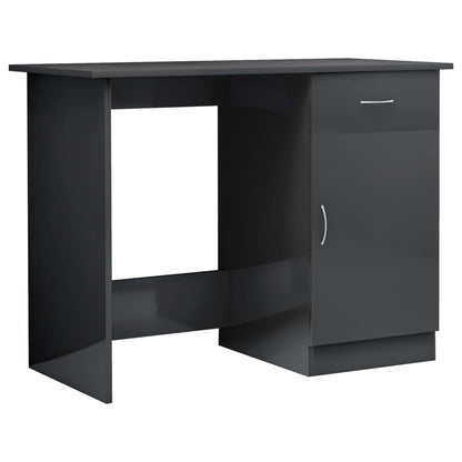 Desk High Gloss Gray 39.4" x 19.7" x 29.9" Engineered Wood
