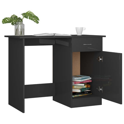 Desk High Gloss Gray 39.4" x 19.7" x 29.9" Engineered Wood