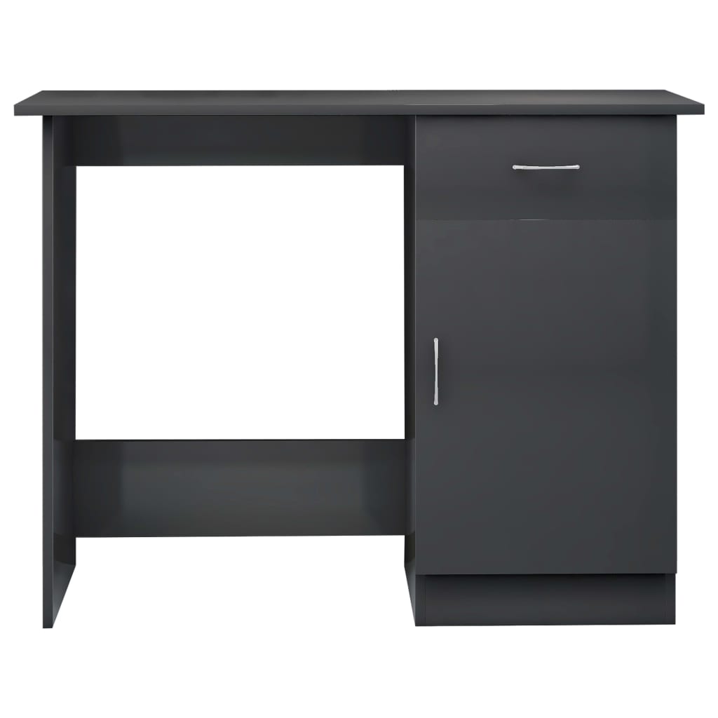Desk High Gloss Gray 39.4" x 19.7" x 29.9" Engineered Wood