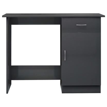 Desk High Gloss Gray 39.4" x 19.7" x 29.9" Engineered Wood