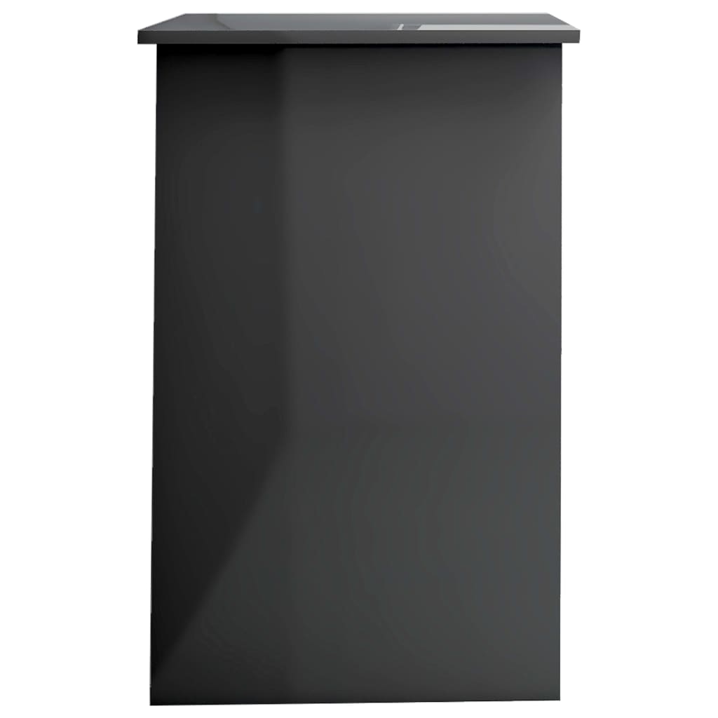 Desk High Gloss Gray 39.4" x 19.7" x 29.9" Engineered Wood